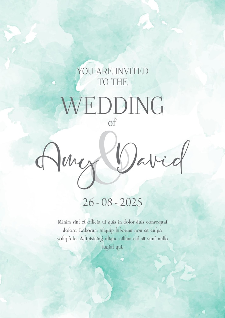 Vector gratuito invitación de boda verde pastel con un diseño de acuarela pintado a mano
