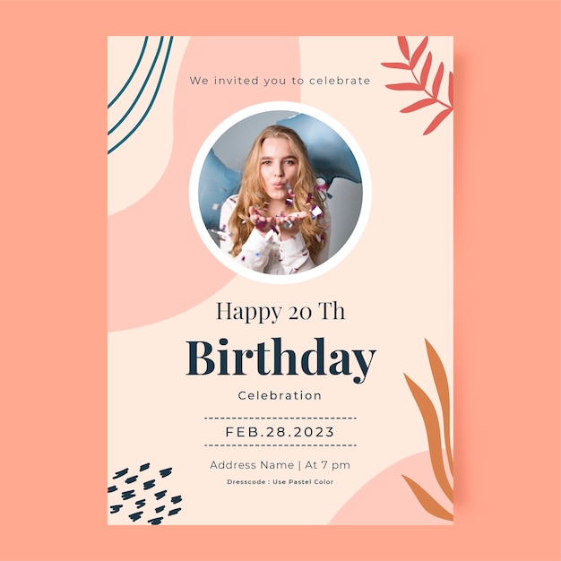 Invitación de celebración de cumpleaños de diseño plano