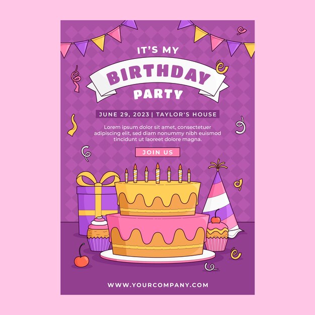 Invitación de celebración de feliz cumpleaños
