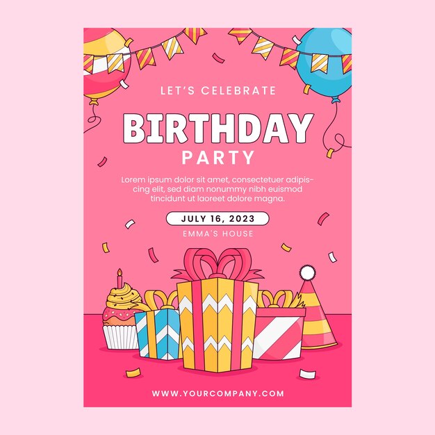 Invitación de celebración de feliz cumpleaños