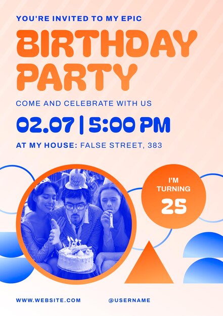 Invitación para la celebración de Gradient Duotone Epic