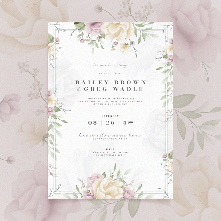 Vector gratuito invitación de compromiso con diseño floral