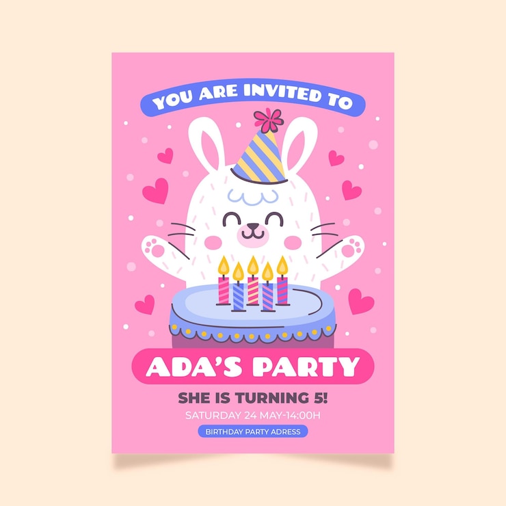Vector gratuito invitación de cumpleaños de animales