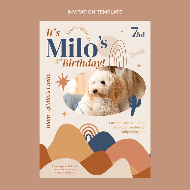 Invitación de cumpleaños boho dibujada a mano
