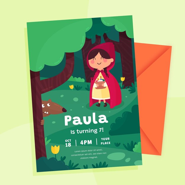 Invitación de cumpleaños de caperucita roja