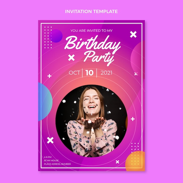 Invitación de cumpleaños colorido degradado