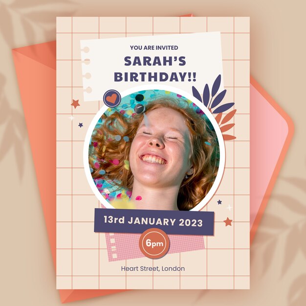 Invitación de cumpleaños dibujada a mano
