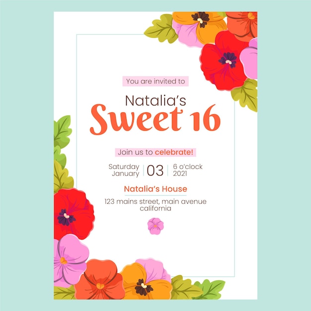 Invitación de cumpleaños dulce dieciséis