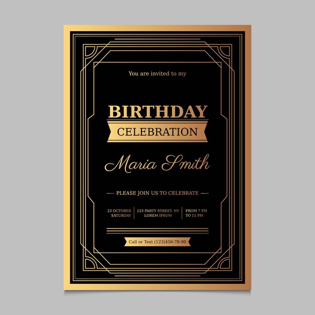 Invitación de cumpleaños elegante degradado