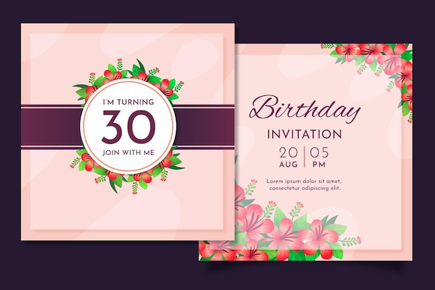 Vector gratuito invitación de cumpleaños elegante