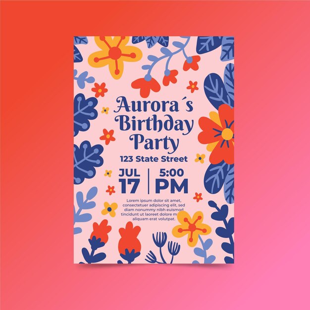 Invitación de cumpleaños floral
