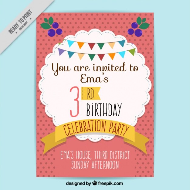 Invitación de cumpleaños con fondo de puntos