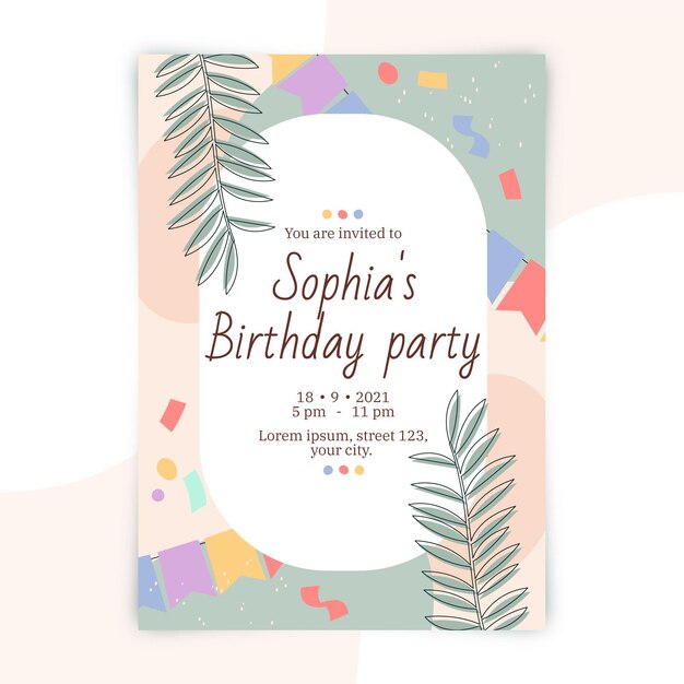 Invitación de cumpleaños de formas abstractas