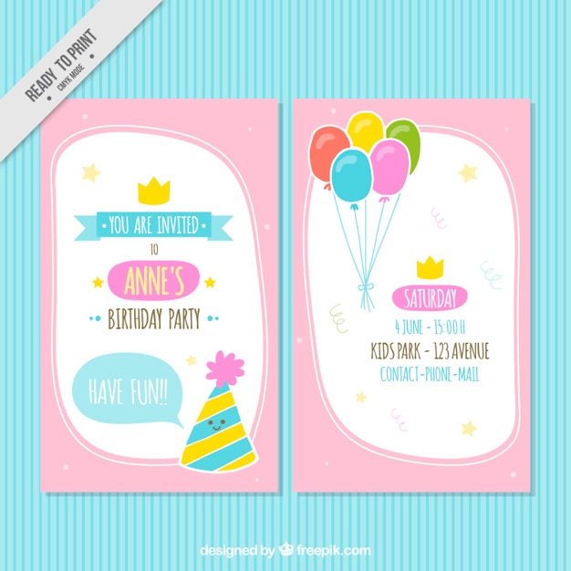 Invitación de cumpleaños con globos