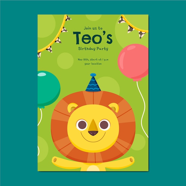 Invitación de cumpleaños infantil dibujada a mano