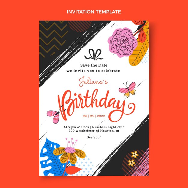 Invitación de cumpleaños mínima plana