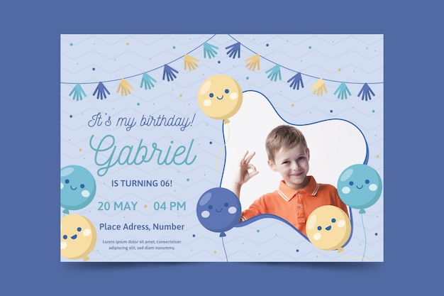 Invitación de cumpleaños para niños con foto