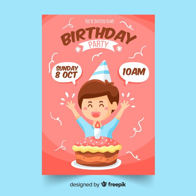 Invitación de cumpleaños para niños Kawai