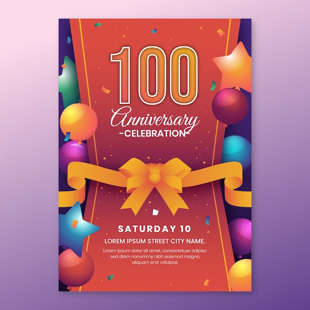 Invitación de cumpleaños número 100 degradado