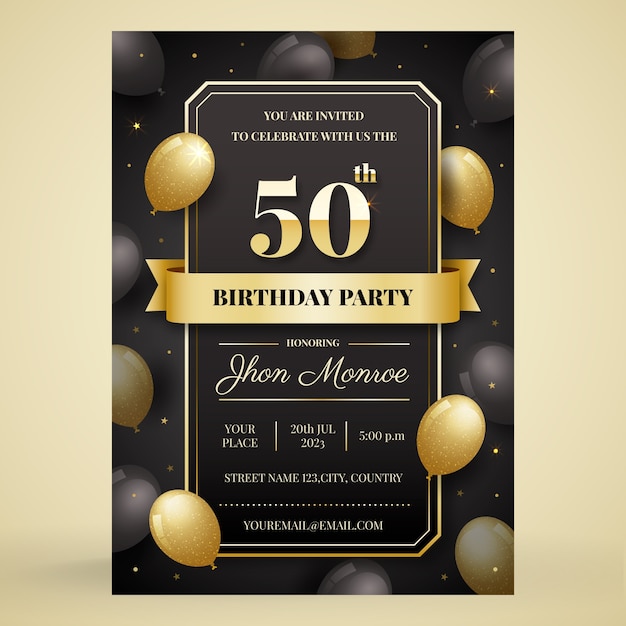  Invitaciones de fiesta de cumpleaños número 50