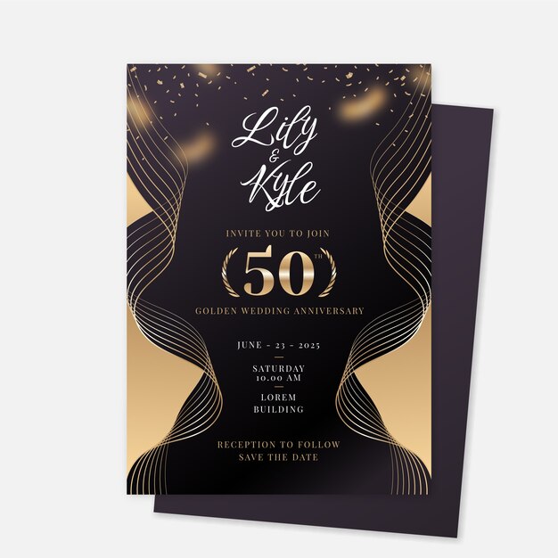 Invitación de cumpleaños número 50 degradado