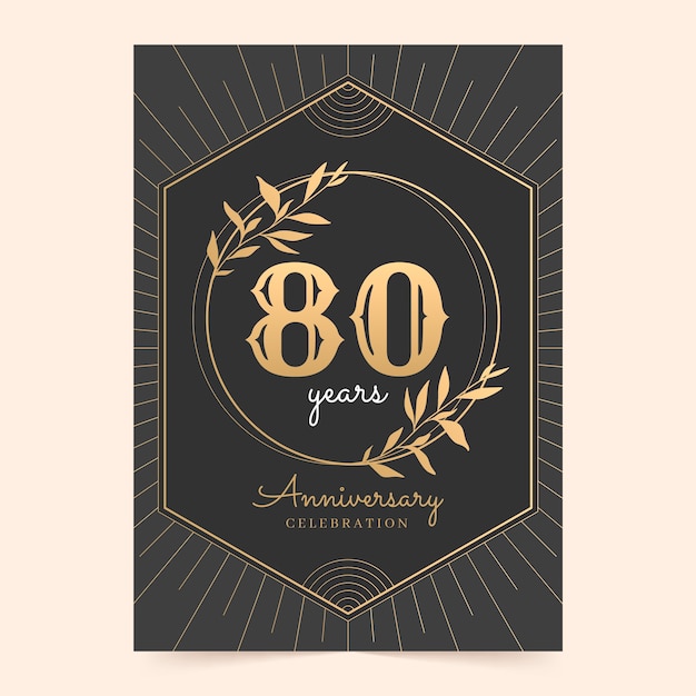 Invitación de cumpleaños número 80 degradado