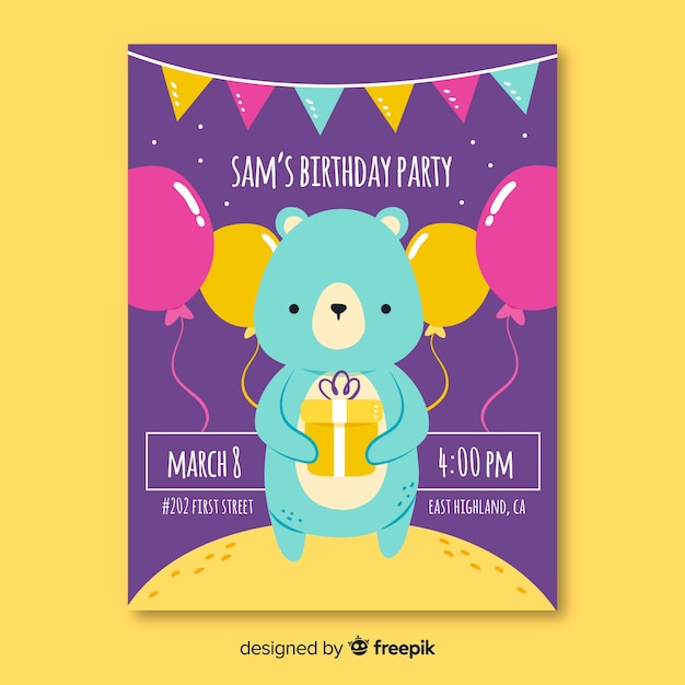 Invitación de cumpleaños de plantilla para niños