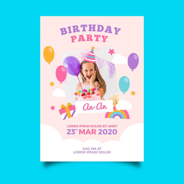 Invitación de cumpleaños de plantilla para niños