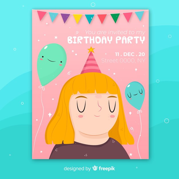 Invitación de cumpleaños de plantilla para niños