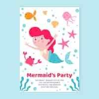 Vector gratuito invitación de cumpleaños de sirena para niños