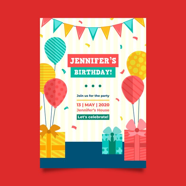 Invitación de cumpleaños para tema de plantilla para niños