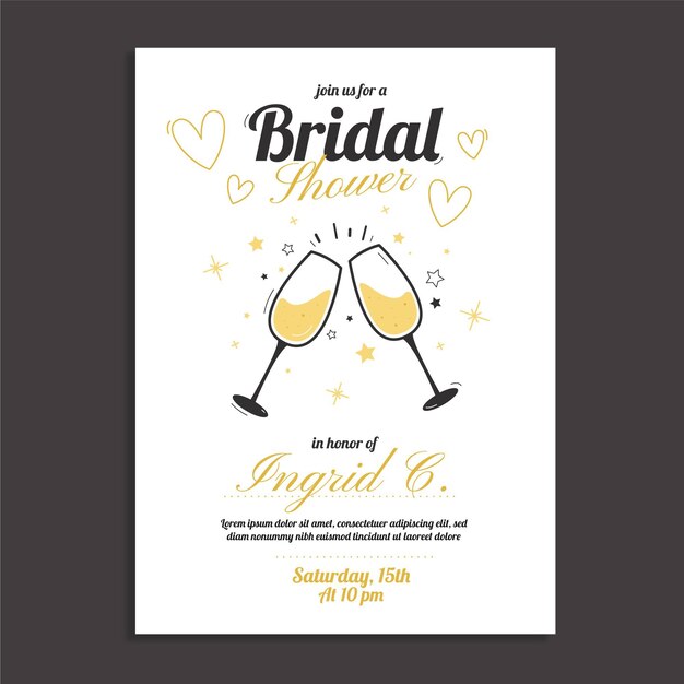 Invitación de despedida de soltera de dibujos animados