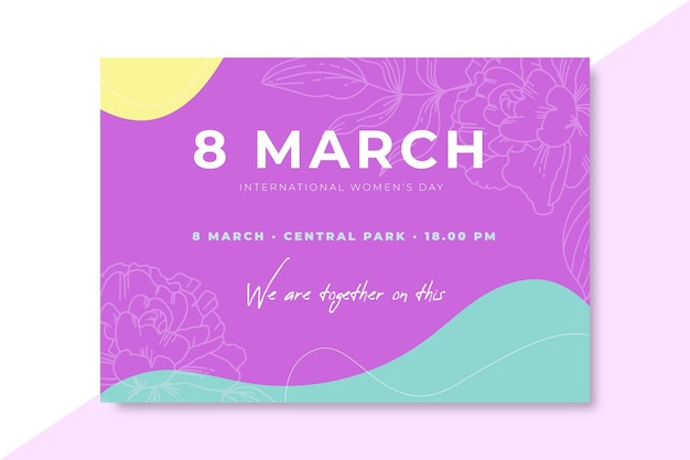 Invitación del día de la mujer colorida doodle