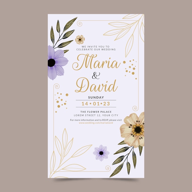 Invitación digital de boda en acuarela