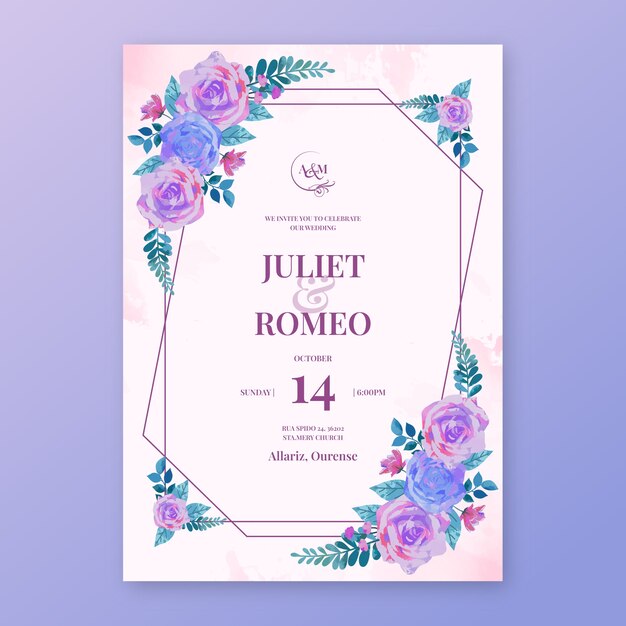 Invitación digital de boda en acuarela