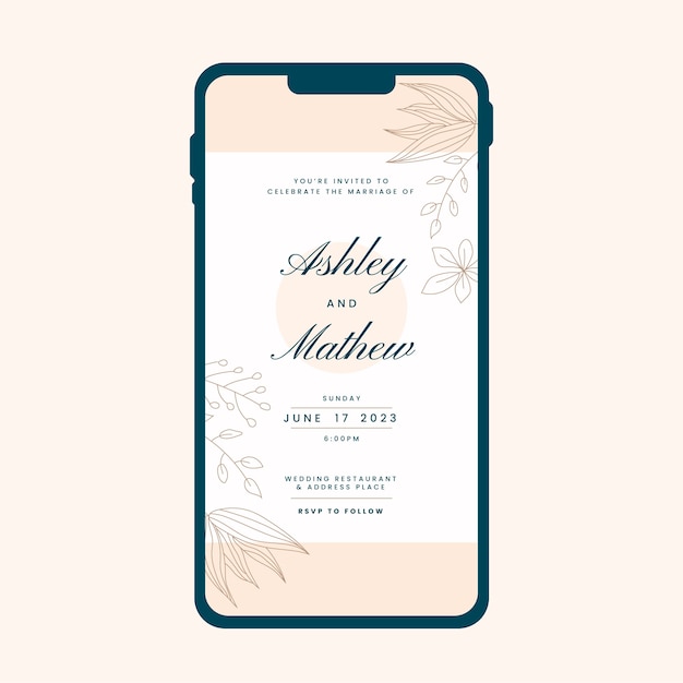 Invitación digital de boda dibujada a mano