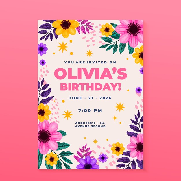 Invitación digital de cumpleaños de acuarela
