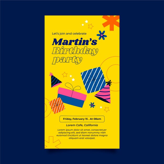 Invitación digital de cumpleaños dibujada a mano