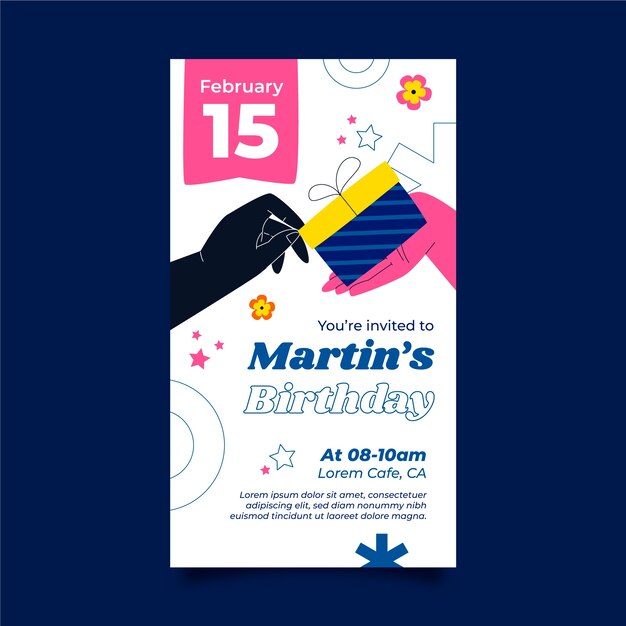 Invitación digital de cumpleaños dibujada a mano