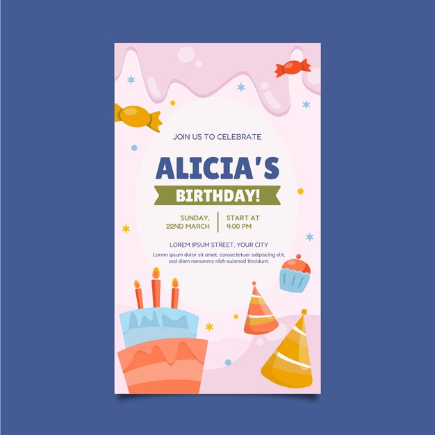Invitación digital de cumpleaños dibujada a mano