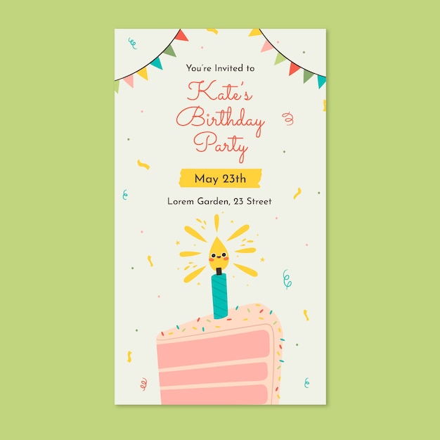 Invitación digital de cumpleaños dibujada a mano