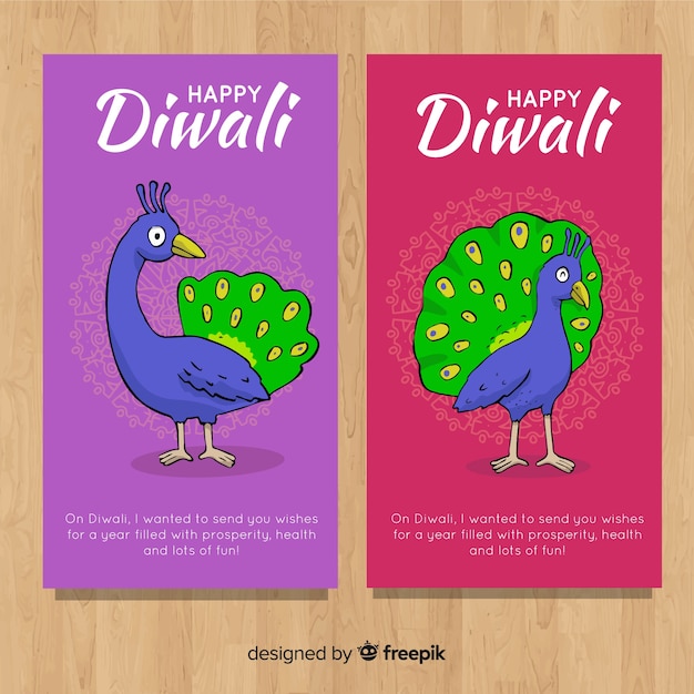 Invitación de diwali con diseño de pavo real