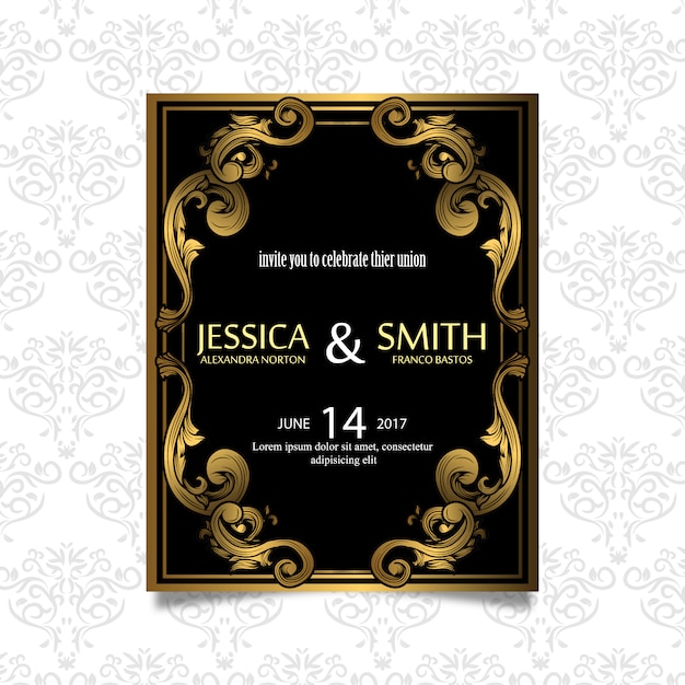Invitación dorada de boda