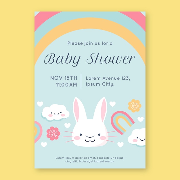 Invitación a la ducha de bebé dibujada a mano