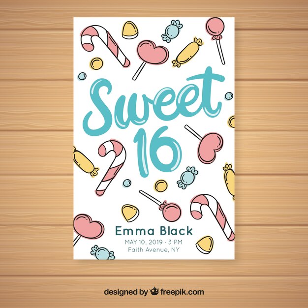 Invitación dulces dieciséis cumpleaños