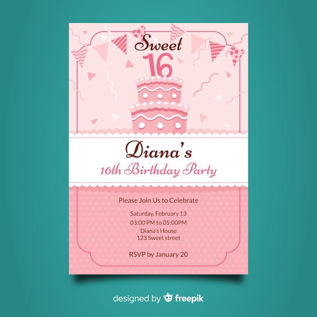 Invitación dulces dieciséis cumpleaños