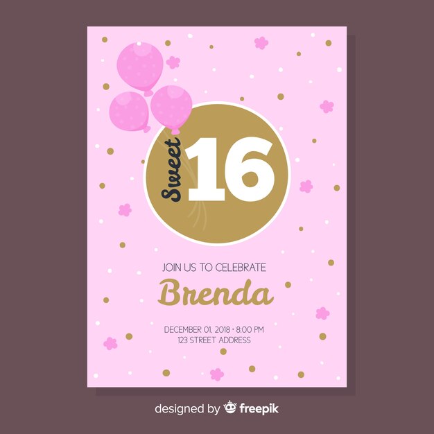 Invitación dulces dieciséis cumpleaños