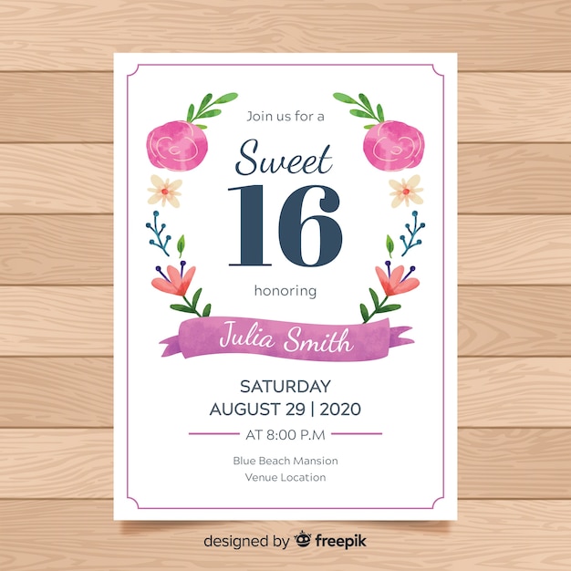 Invitación dulces dieciséis cumpleaños