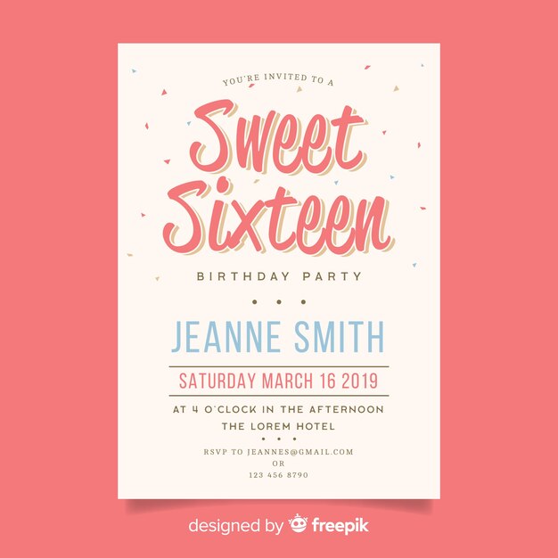 Invitación dulces dieciséis cumpleaños