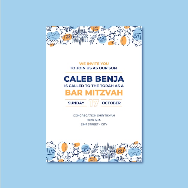 Invitación duotono caleb bar mitzvah